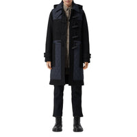 Duffle-coat en laine technique avec panneaux matelassés - Black