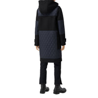 Duffle-coat en laine technique avec panneaux matelassés - Black