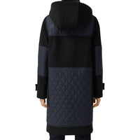 Duffle-coat en laine technique avec panneaux matelassés - Black