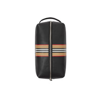 Trousse de voyage en cuir avec logo et rayures iconiques - Black