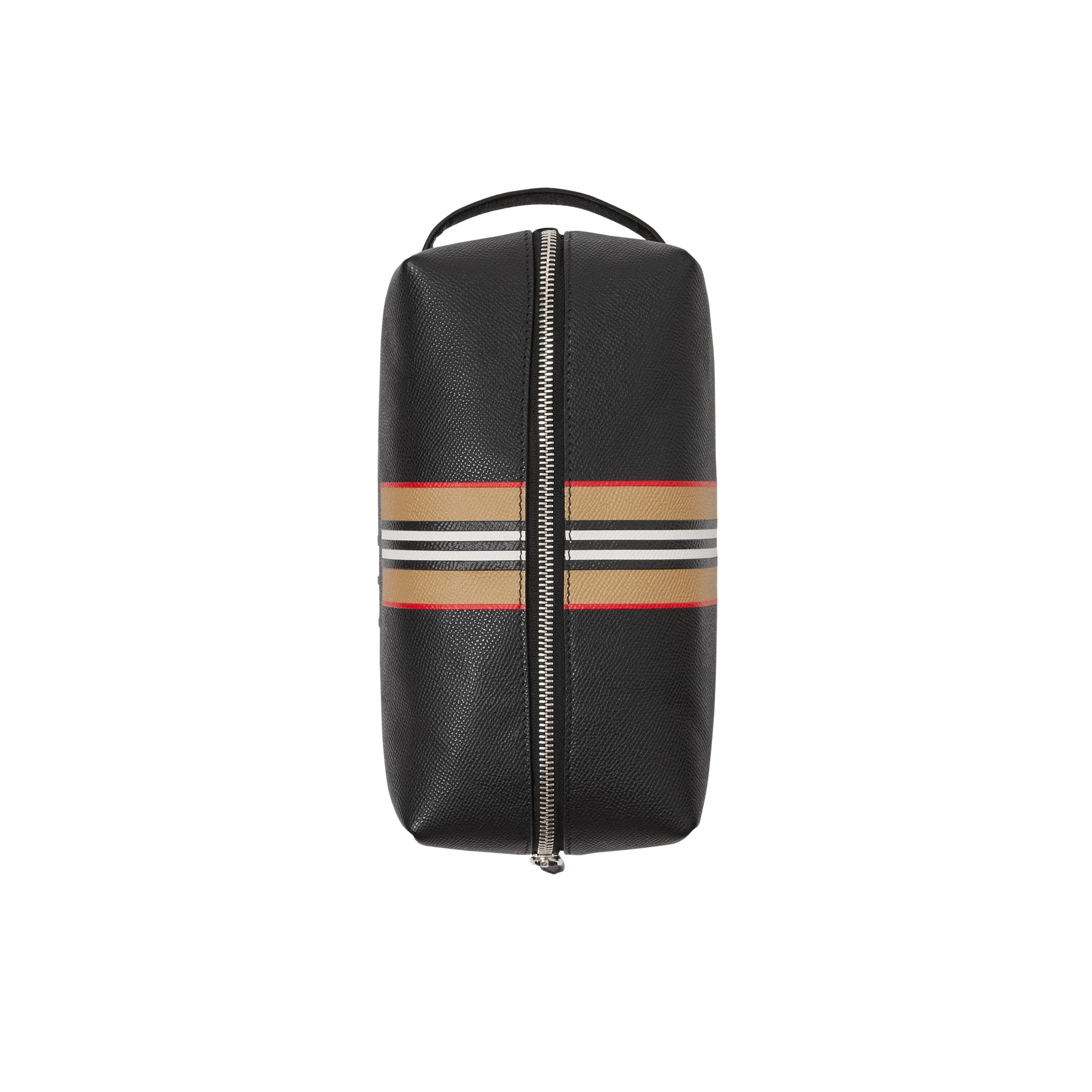 Trousse de voyage en cuir avec logo et rayures iconiques - Black