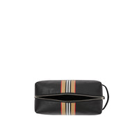 Trousse de voyage en cuir avec logo et rayures iconiques - Black