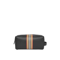 Trousse de voyage en cuir avec logo et rayures iconiques - Black