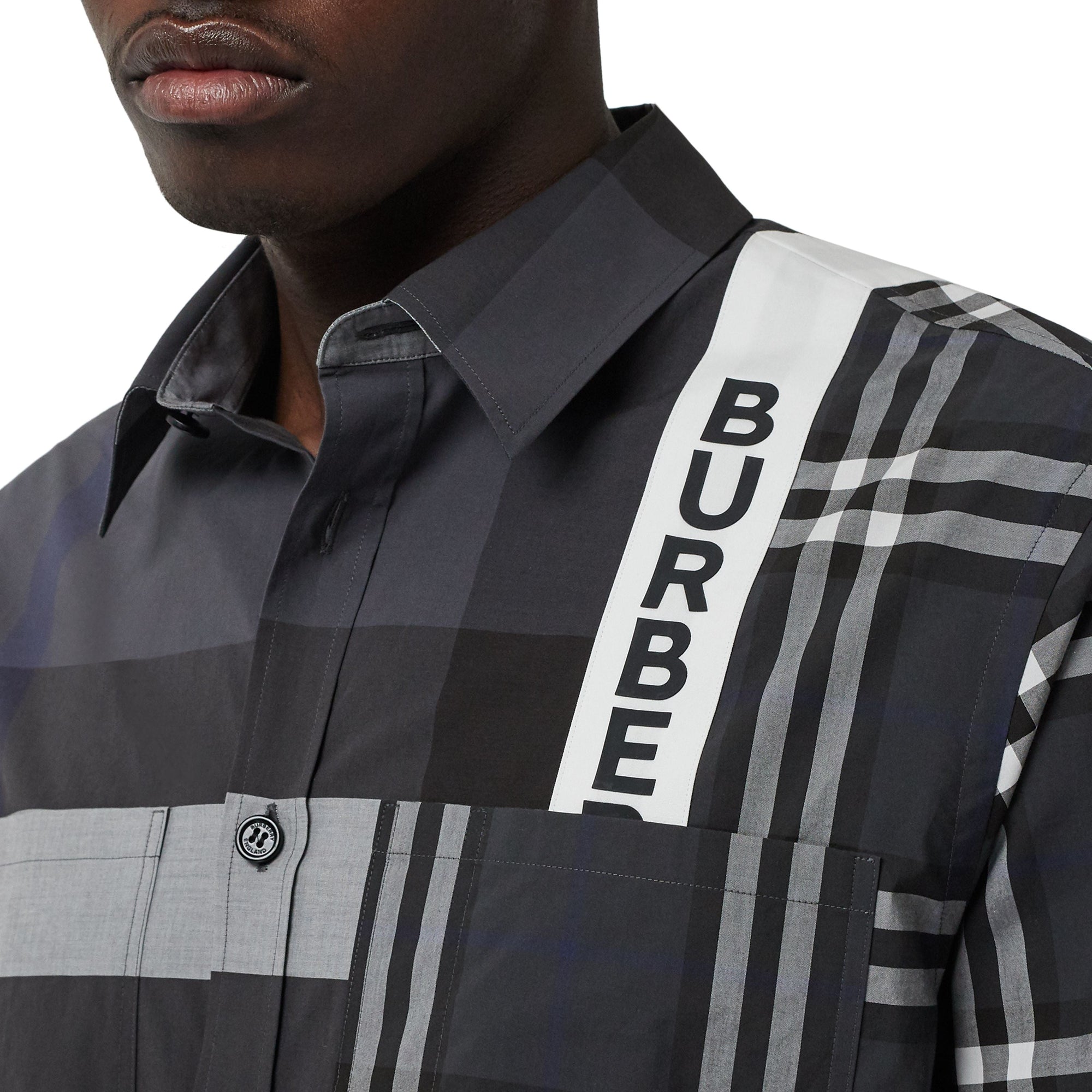 Chemise oversize façon patchwork - Dark Pewter Check