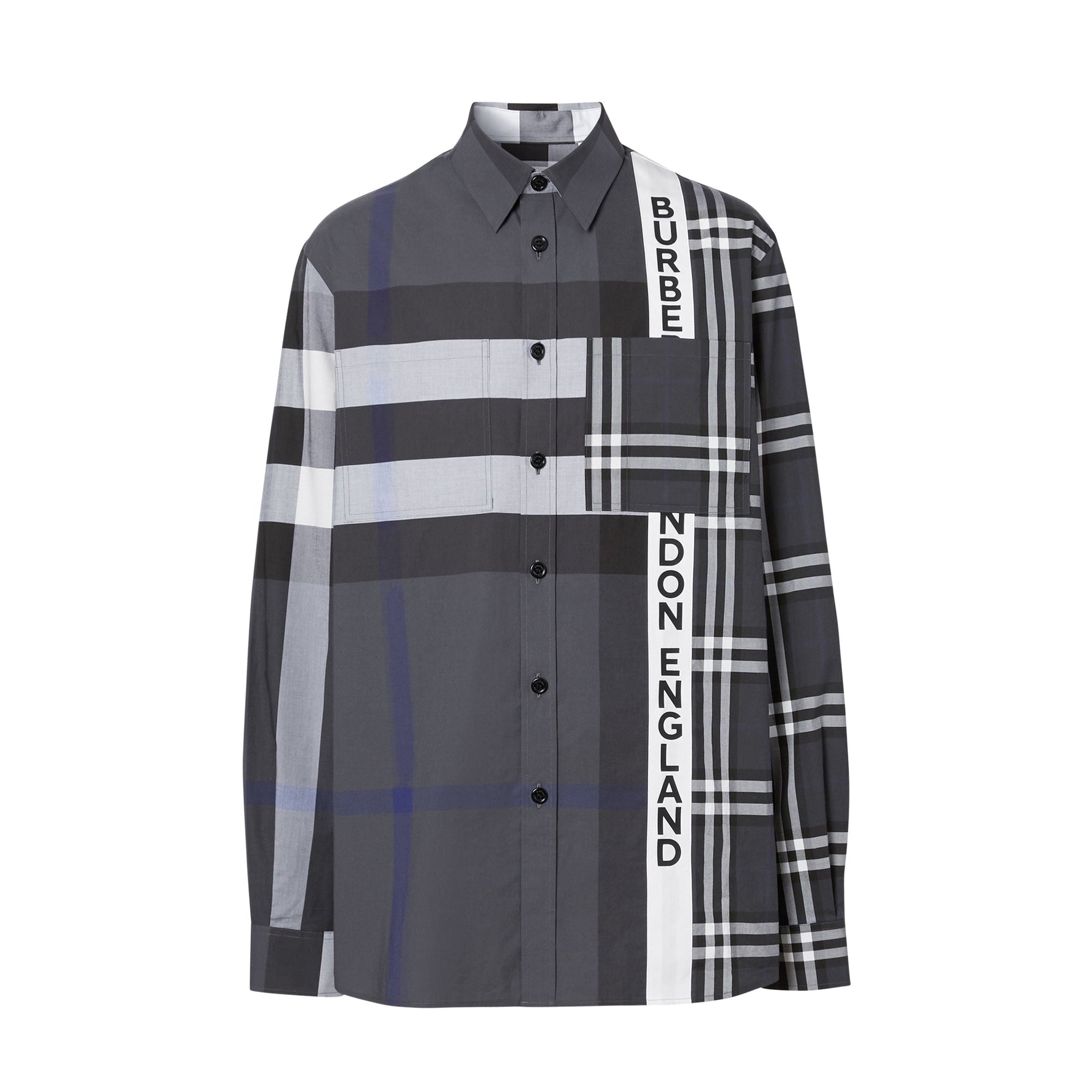 Chemise oversize façon patchwork - Dark Pewter Check