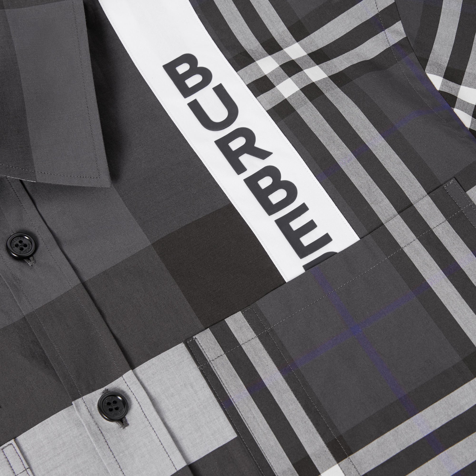 Chemise oversize façon patchwork - Dark Pewter Check