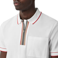 Polo zippé à rayures iconiques - White