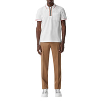 Polo zippé à rayures iconiques - White