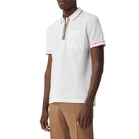 Polo zippé à rayures iconiques - White
