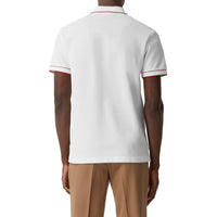 Polo zippé à rayures iconiques - White
