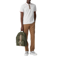 Polo zippé à rayures iconiques - White