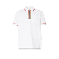 Polo zippé à rayures iconiques - White