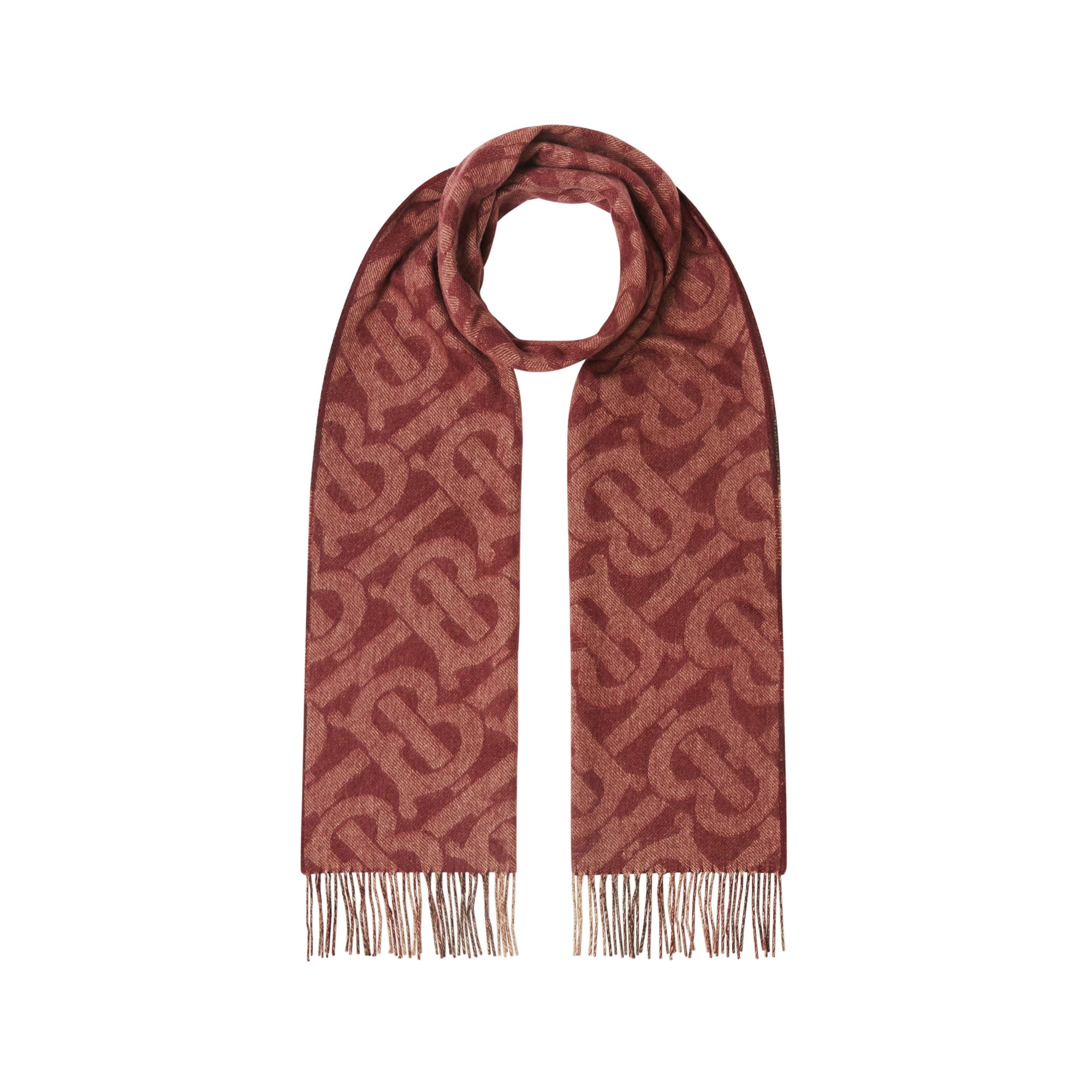 Écharpe réversible en cachemire check et Monogram - Burgundy
