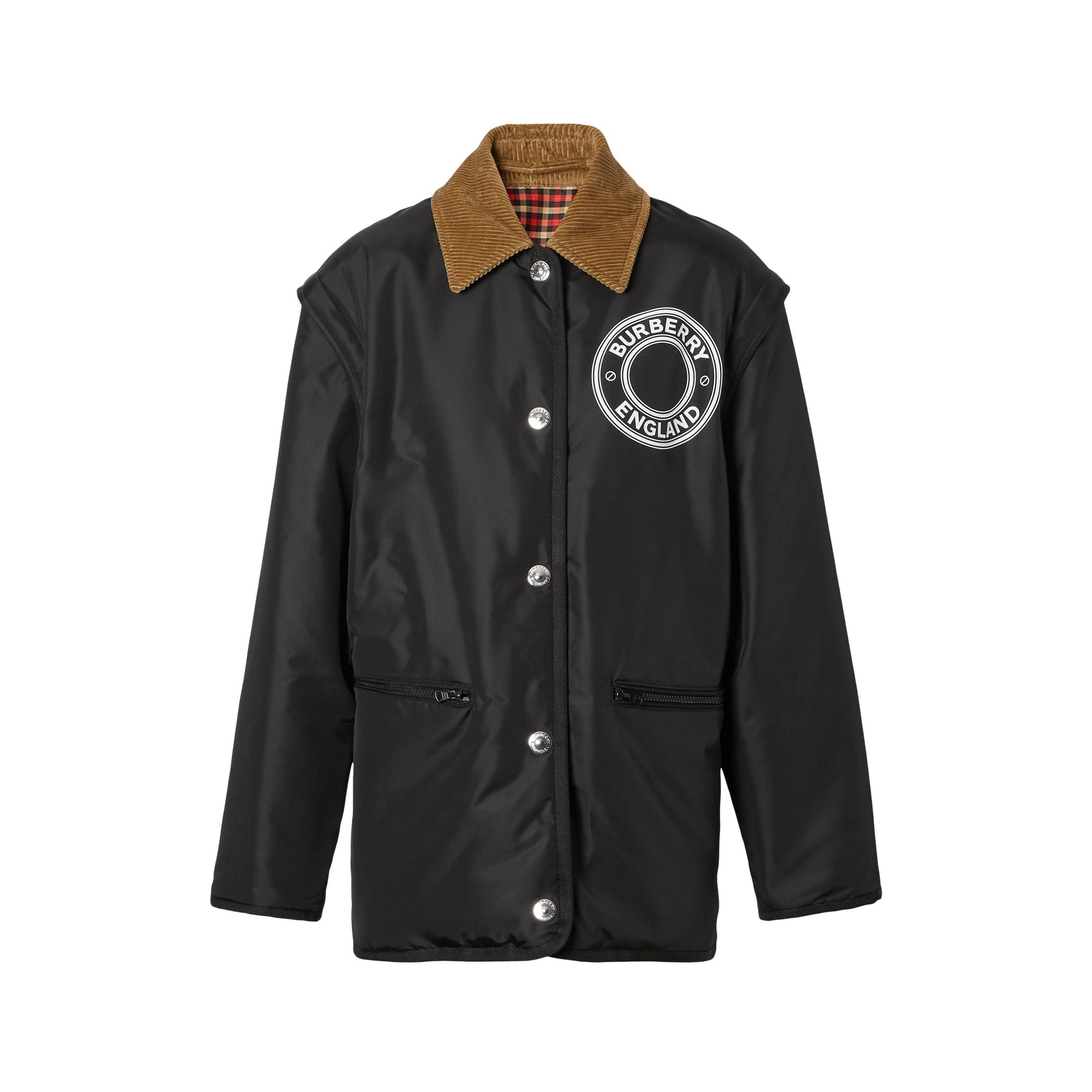 Veste réversible à logo avec manches amovibles - Black