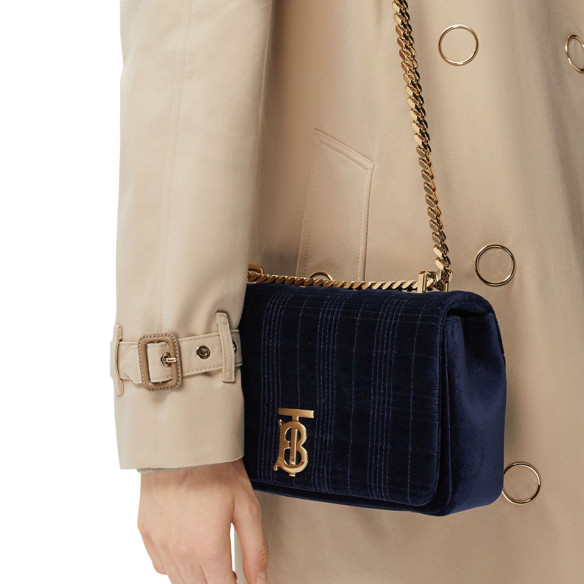Petit sac Lola en velours matelassé - Navy