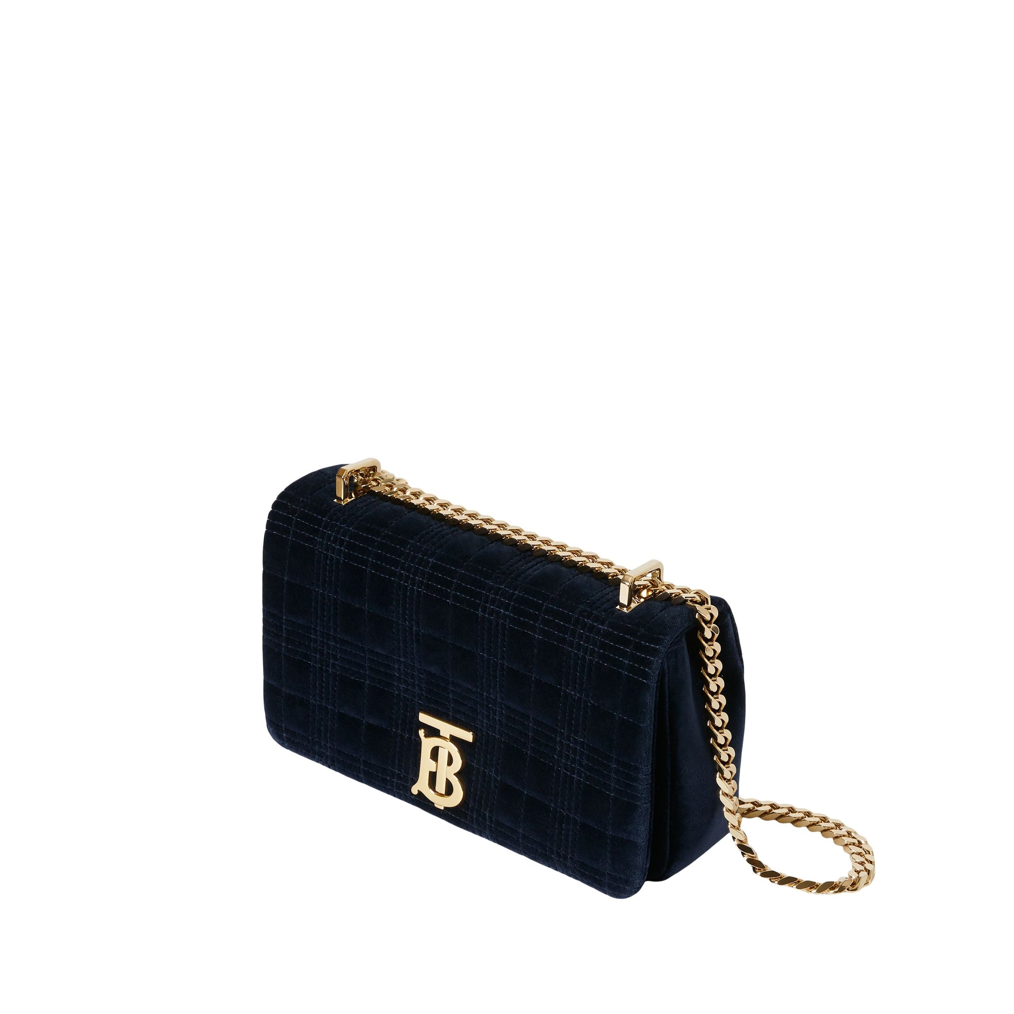 Petit sac Lola en velours matelassé - Navy