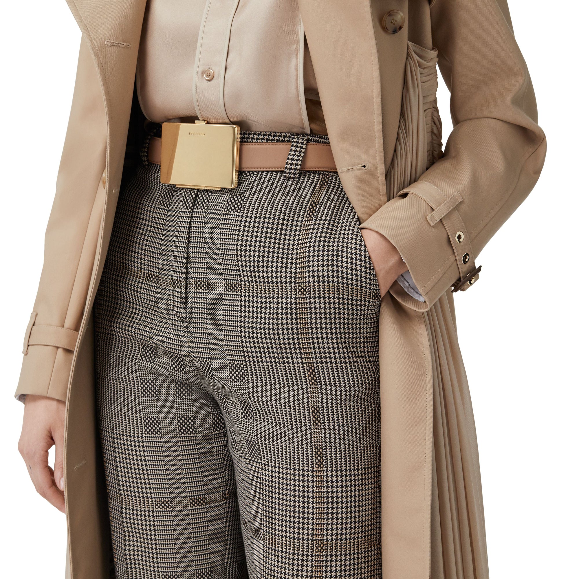 Ceinture en cuir avec porte-cartes - Biscuit