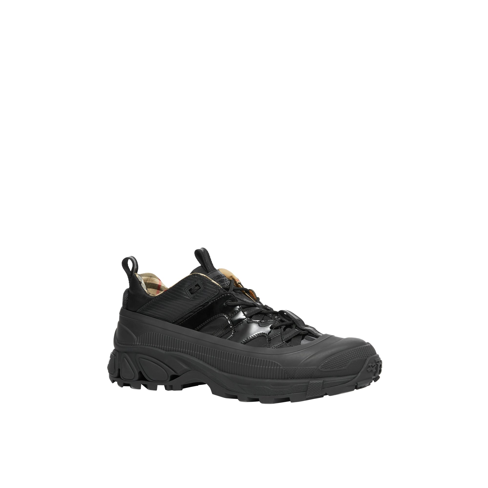 Sneakers Arthur en cuir verni - Black & Archive Beige