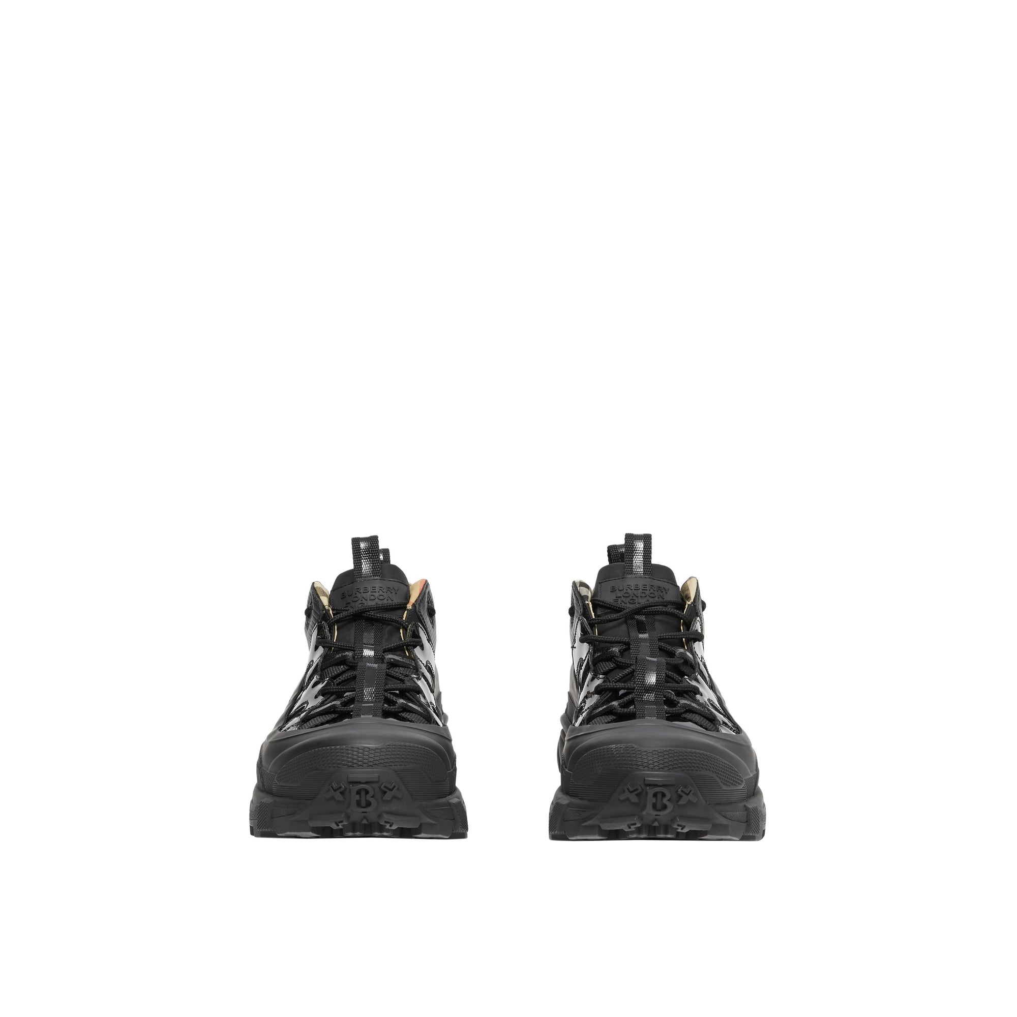Sneakers Arthur en cuir verni - Black & Archive Beige