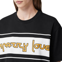 T-shirt oversize en coton avec slogan - Black