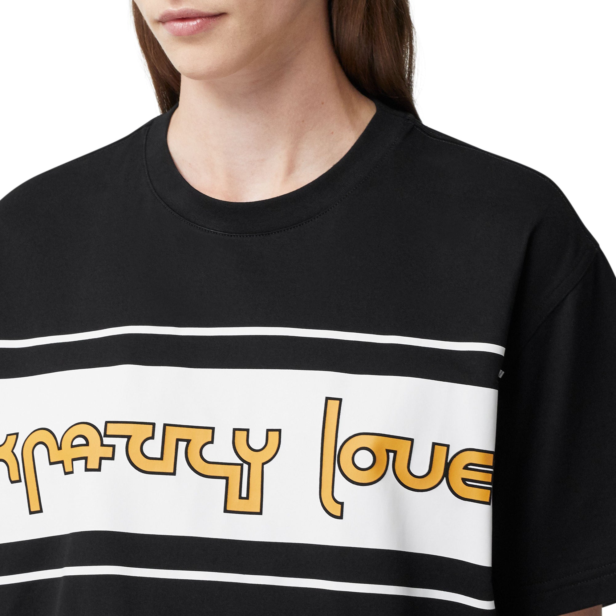 T-shirt oversize en coton avec slogan - Black