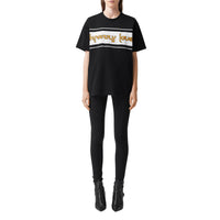 T-shirt oversize en coton avec slogan - Black