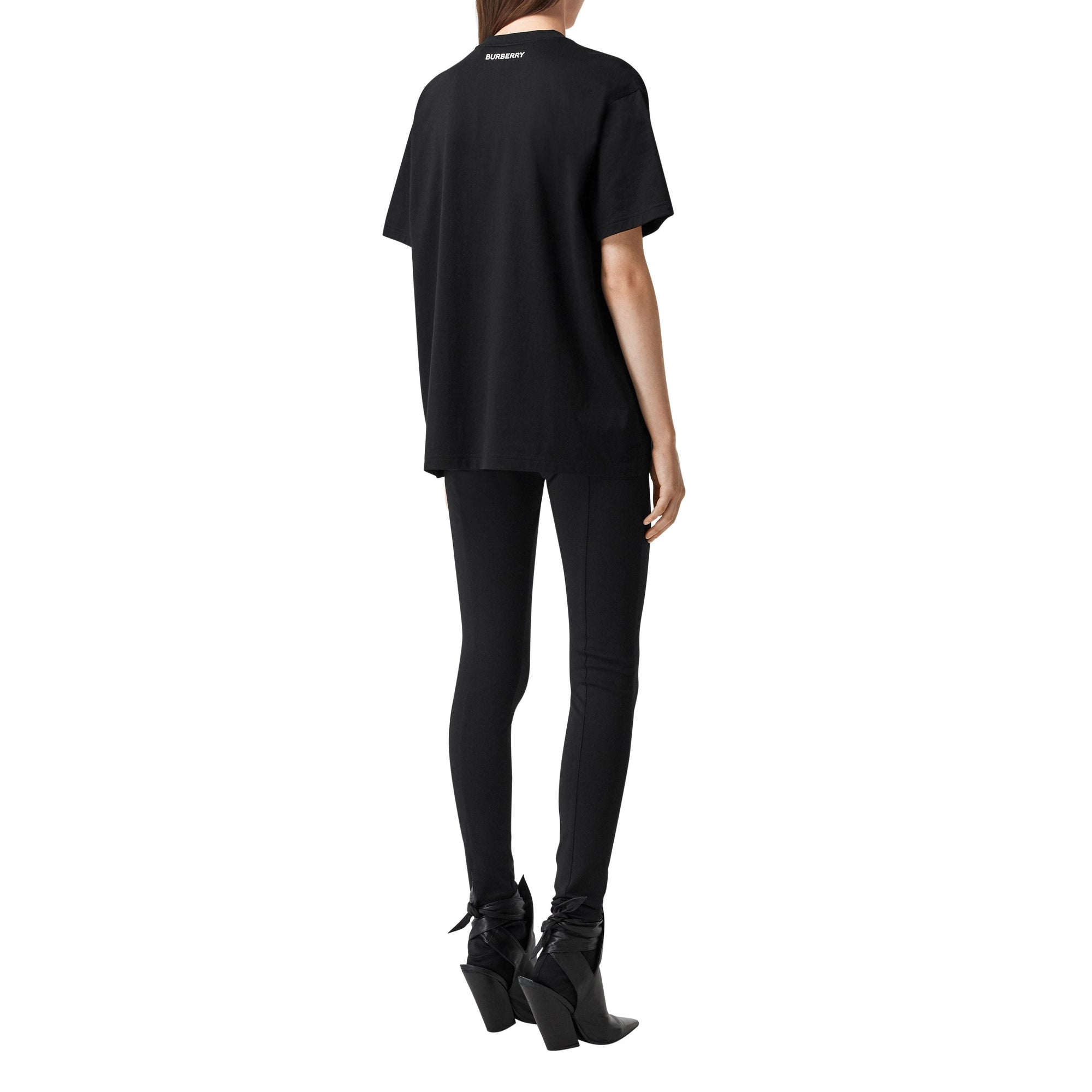 T-shirt oversize en coton avec slogan - Black