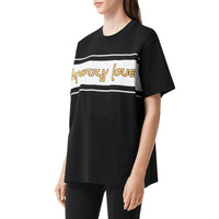 T-shirt oversize en coton avec slogan - Black