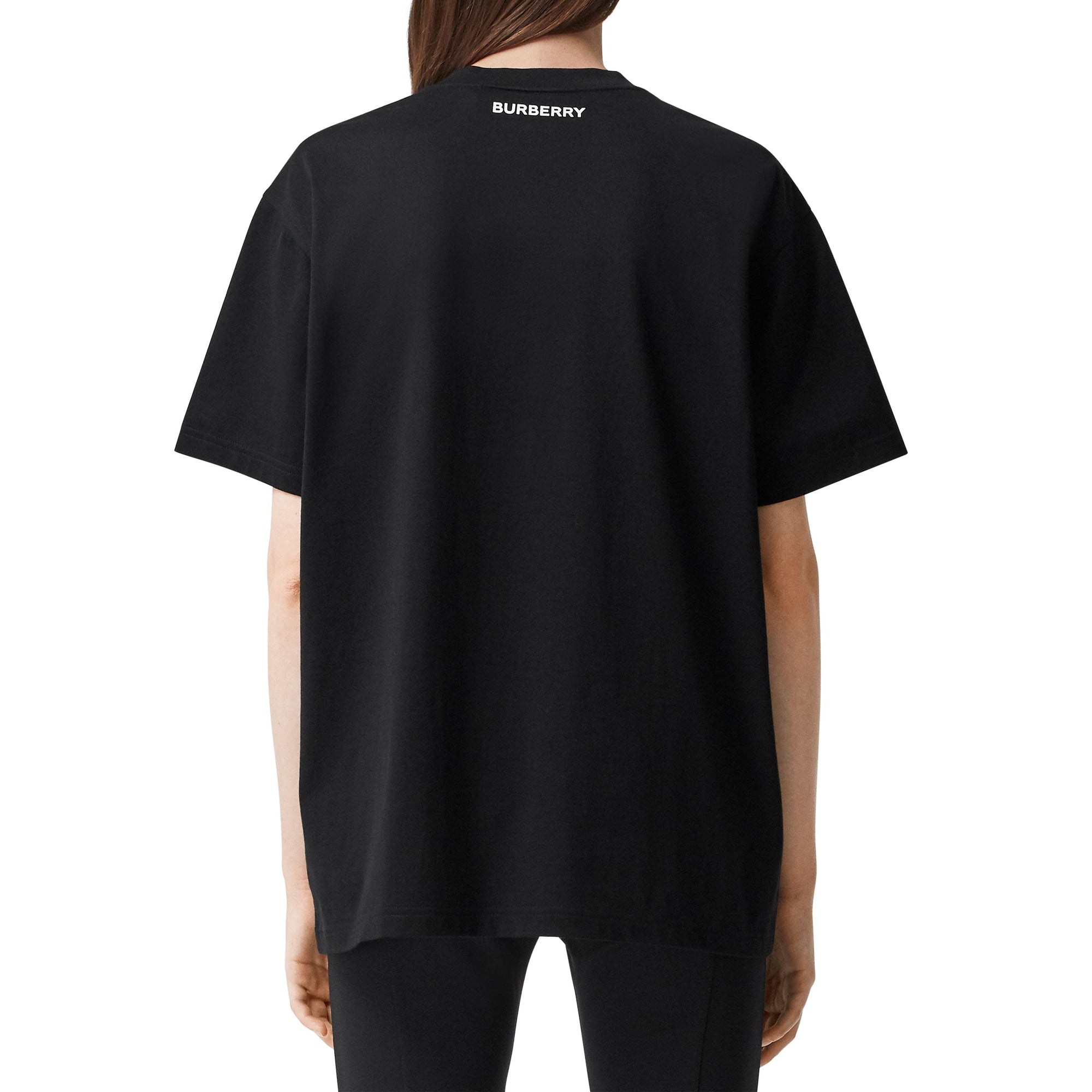 T-shirt oversize en coton avec slogan - Black