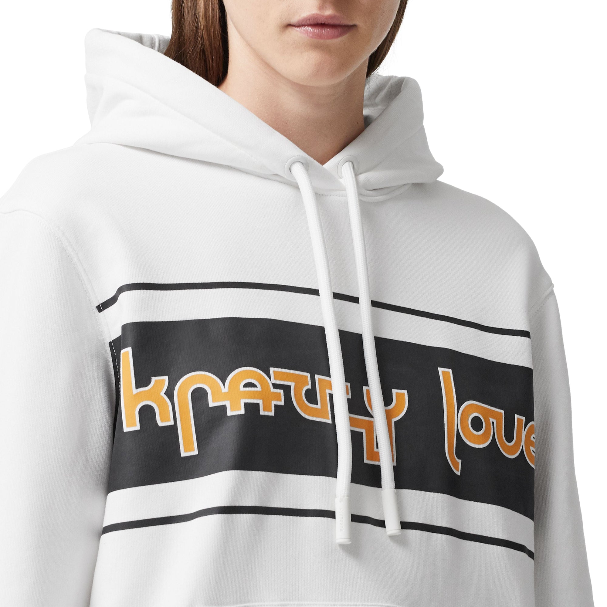 Sweat-shirt à capuche oversize en coton avec slogan - White