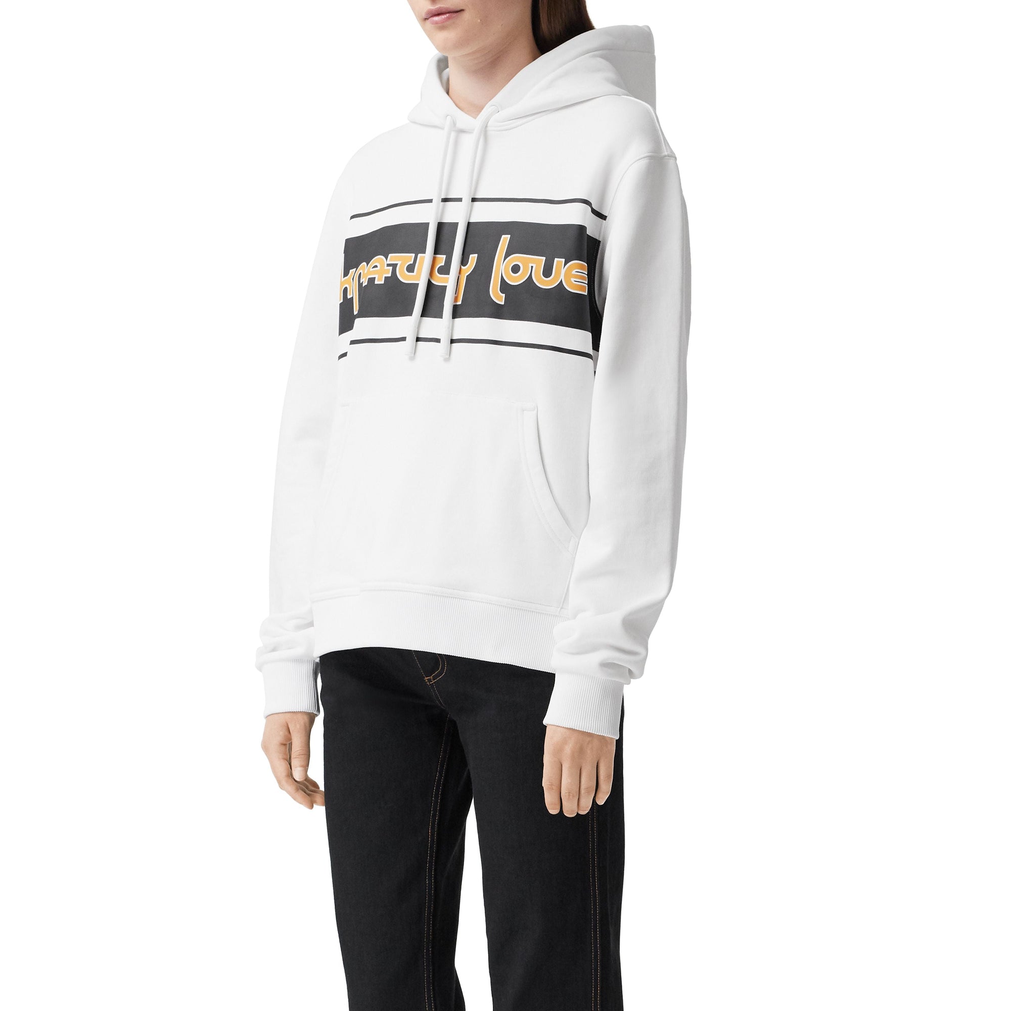 Sweat-shirt à capuche oversize en coton avec slogan - White