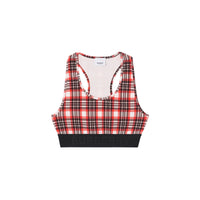 Haut court tartan en jersey stretch exclusivité en ligne - Bright Red Check