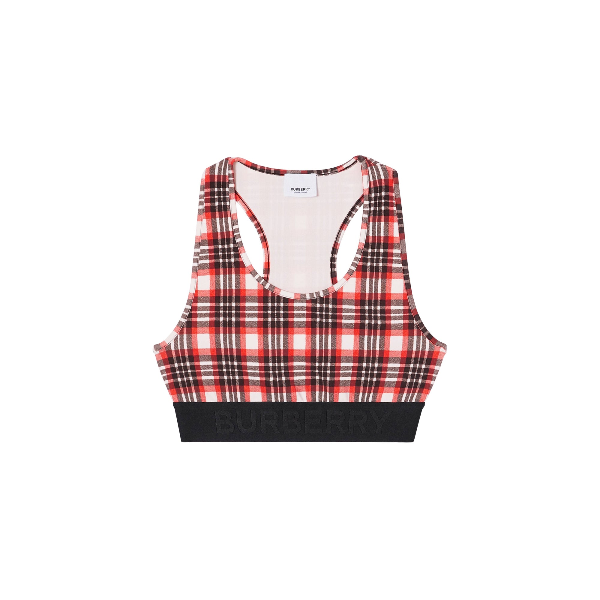 Haut court tartan en jersey stretch exclusivité en ligne - Bright Red Check