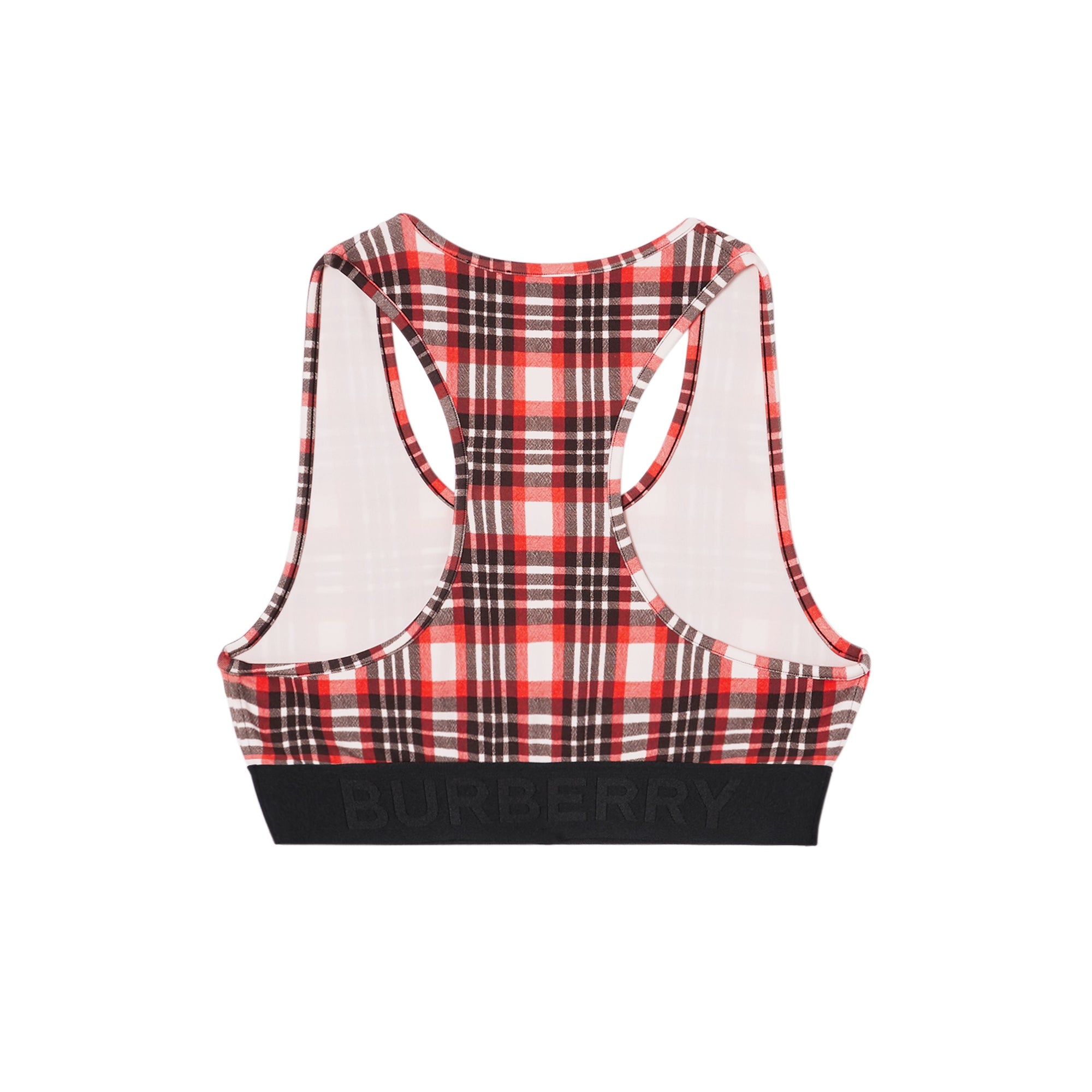 Haut court tartan en jersey stretch exclusivité en ligne - Bright Red Check