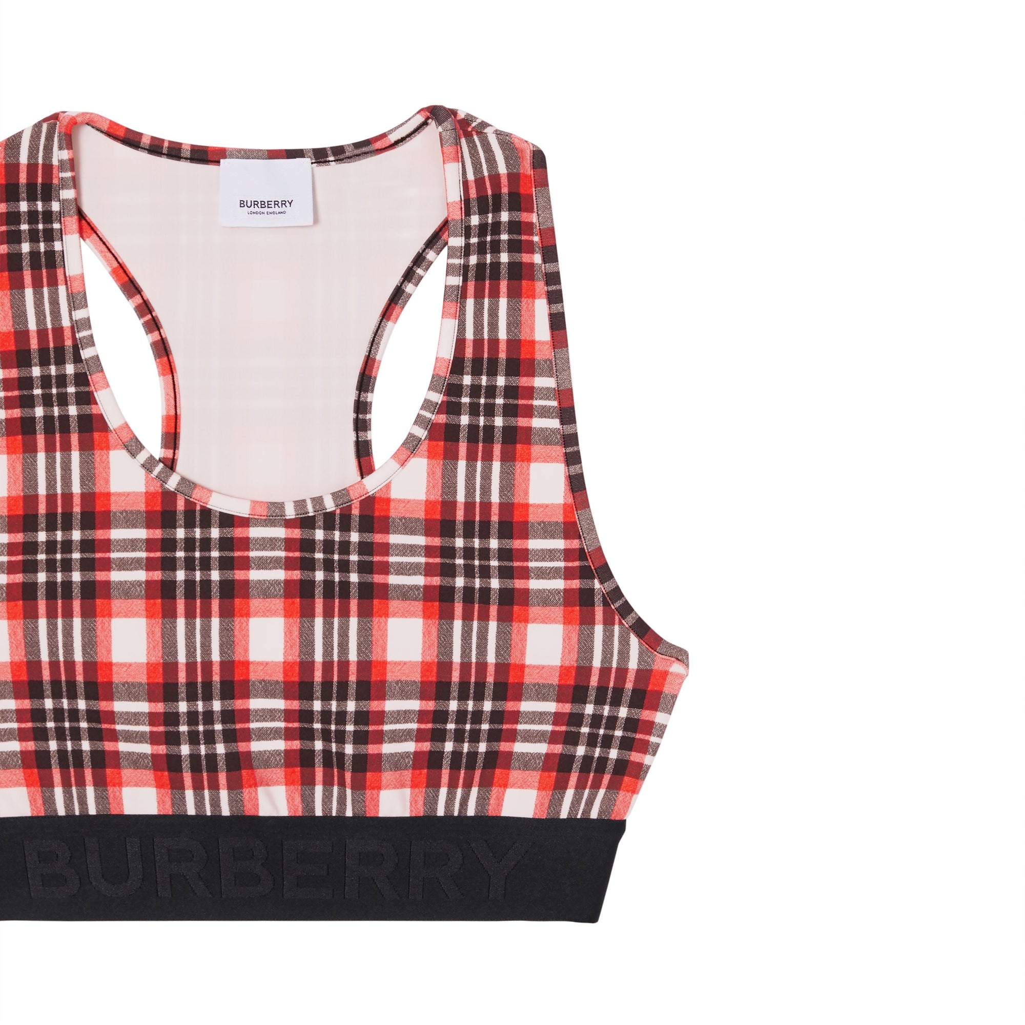 Haut court tartan en jersey stretch exclusivité en ligne - Bright Red Check