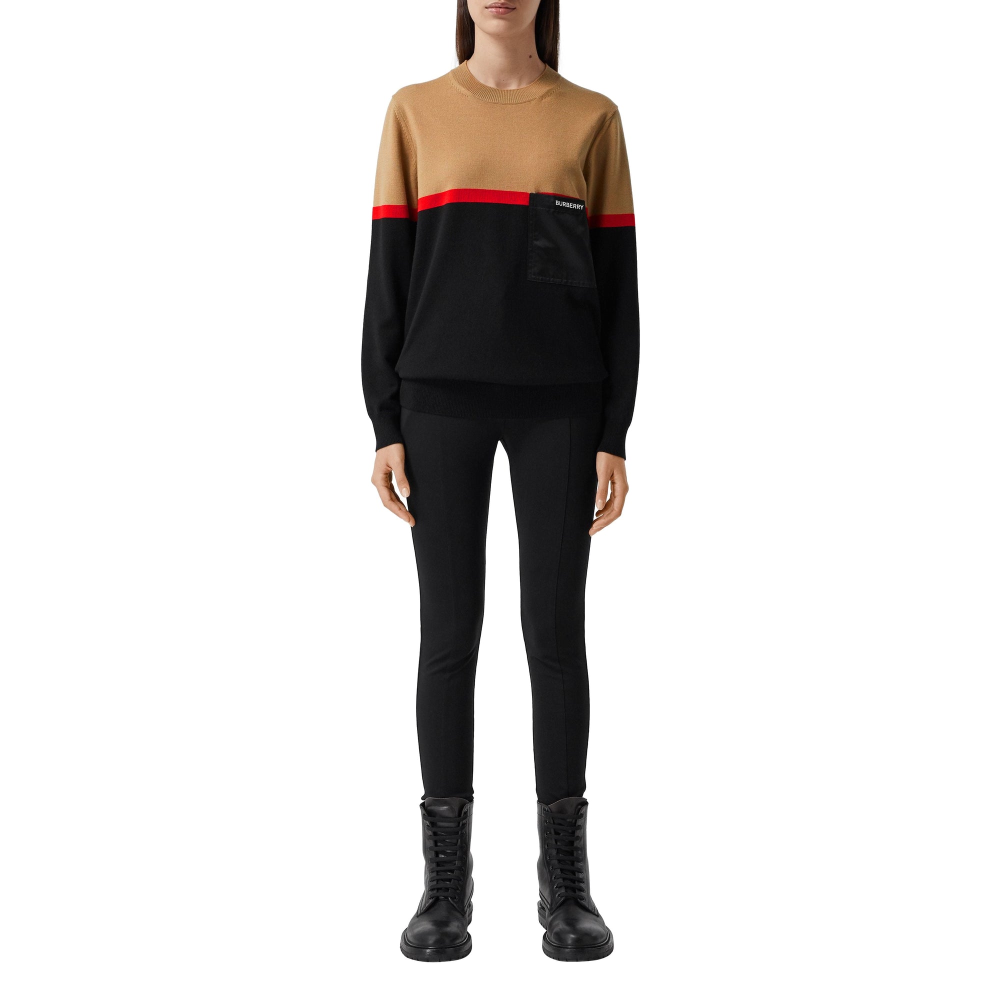 Pull en laine et coton color-block - Black