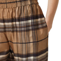 Pantalon ample en sergé de soie Check - Dark Tan Check