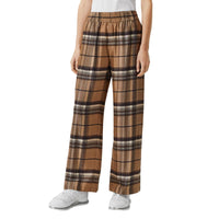 Pantalon ample en sergé de soie Check - Dark Tan Check