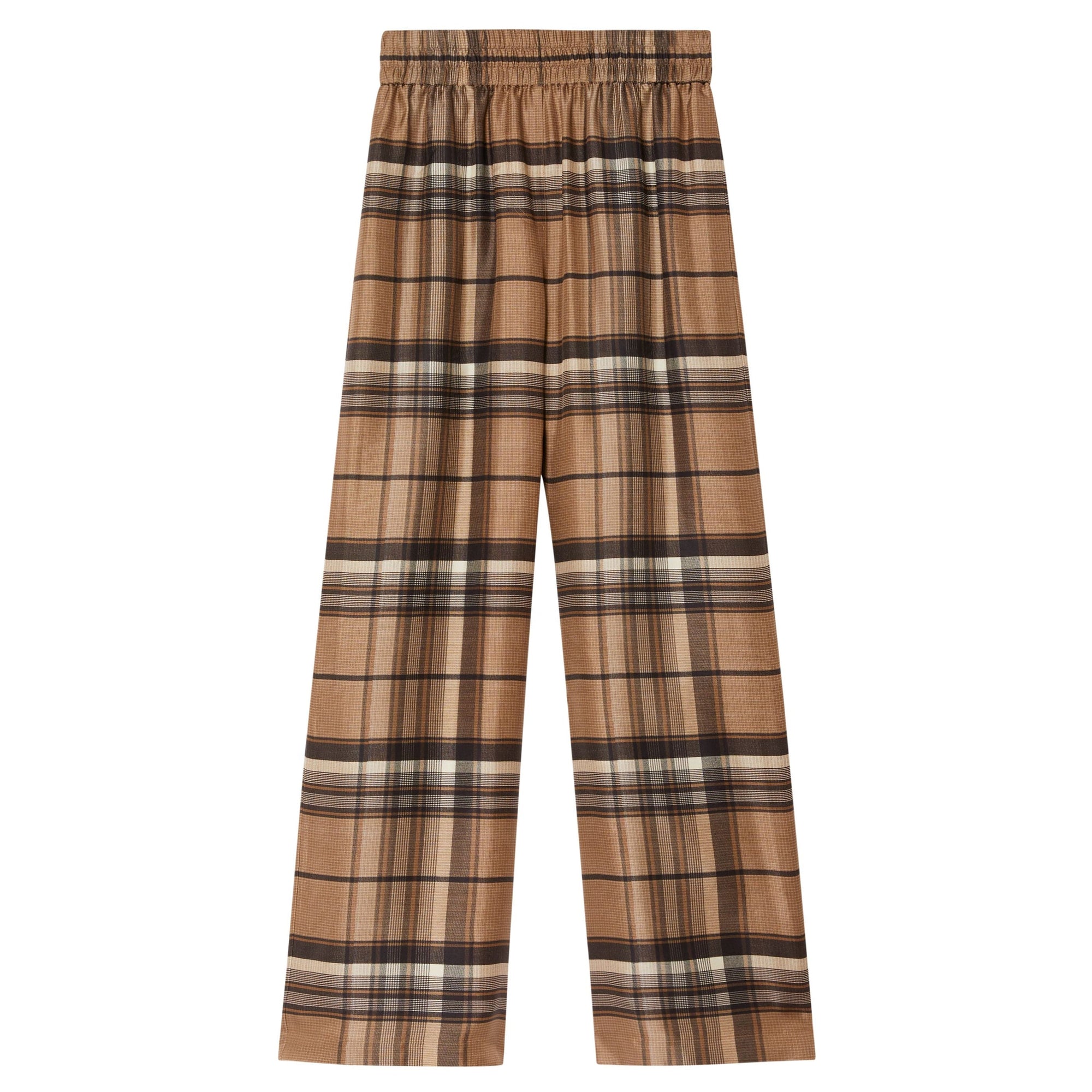 Pantalon ample en sergé de soie Check - Dark Tan Check