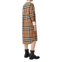 Robe chemise oversize en coton Check - Birch Brown