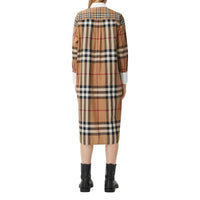 Robe chemise oversize en coton Check - Birch Brown