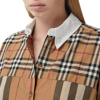 Robe chemise oversize en coton Check - Birch Brown