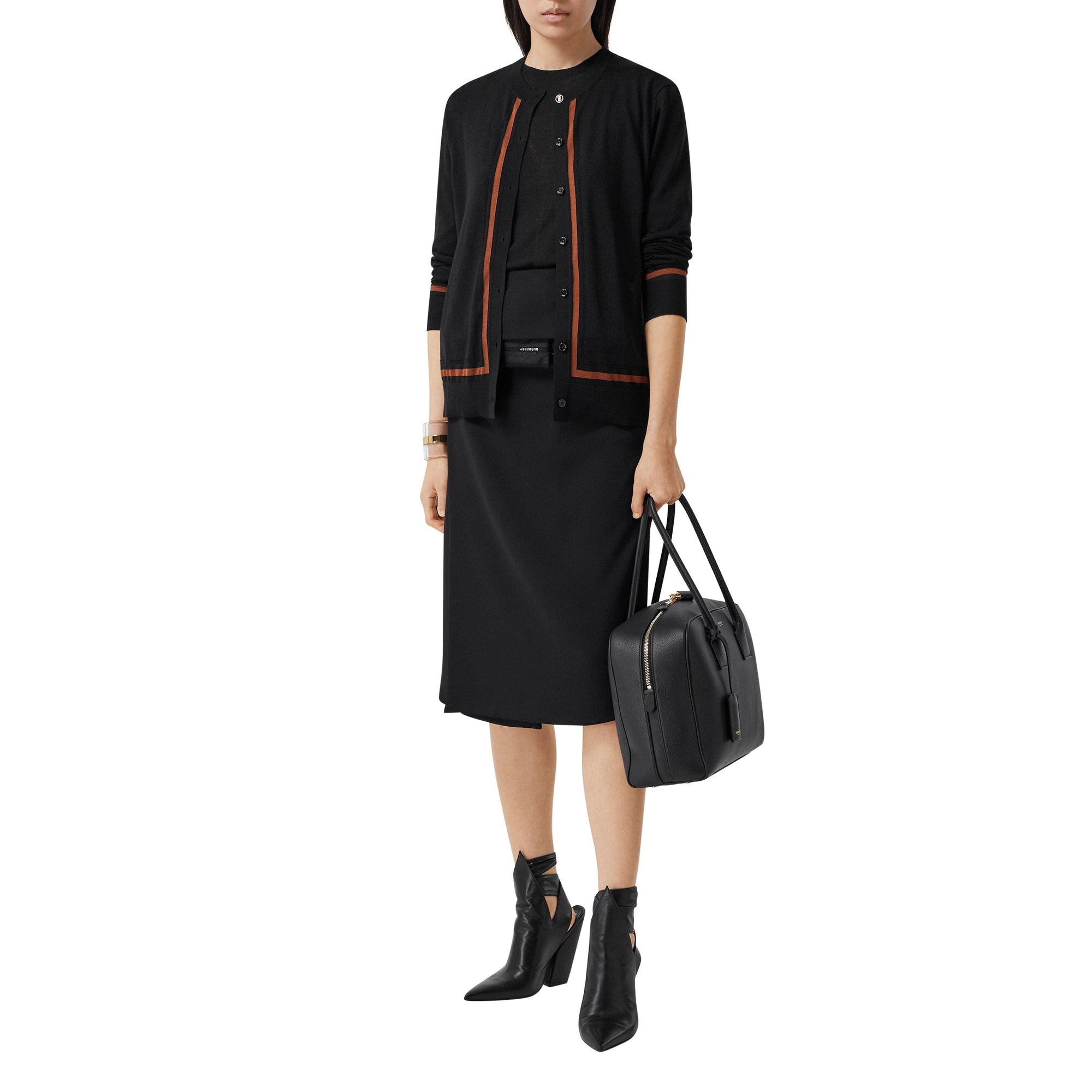 Cardigan en laine soie et cachemire Monogram - Black