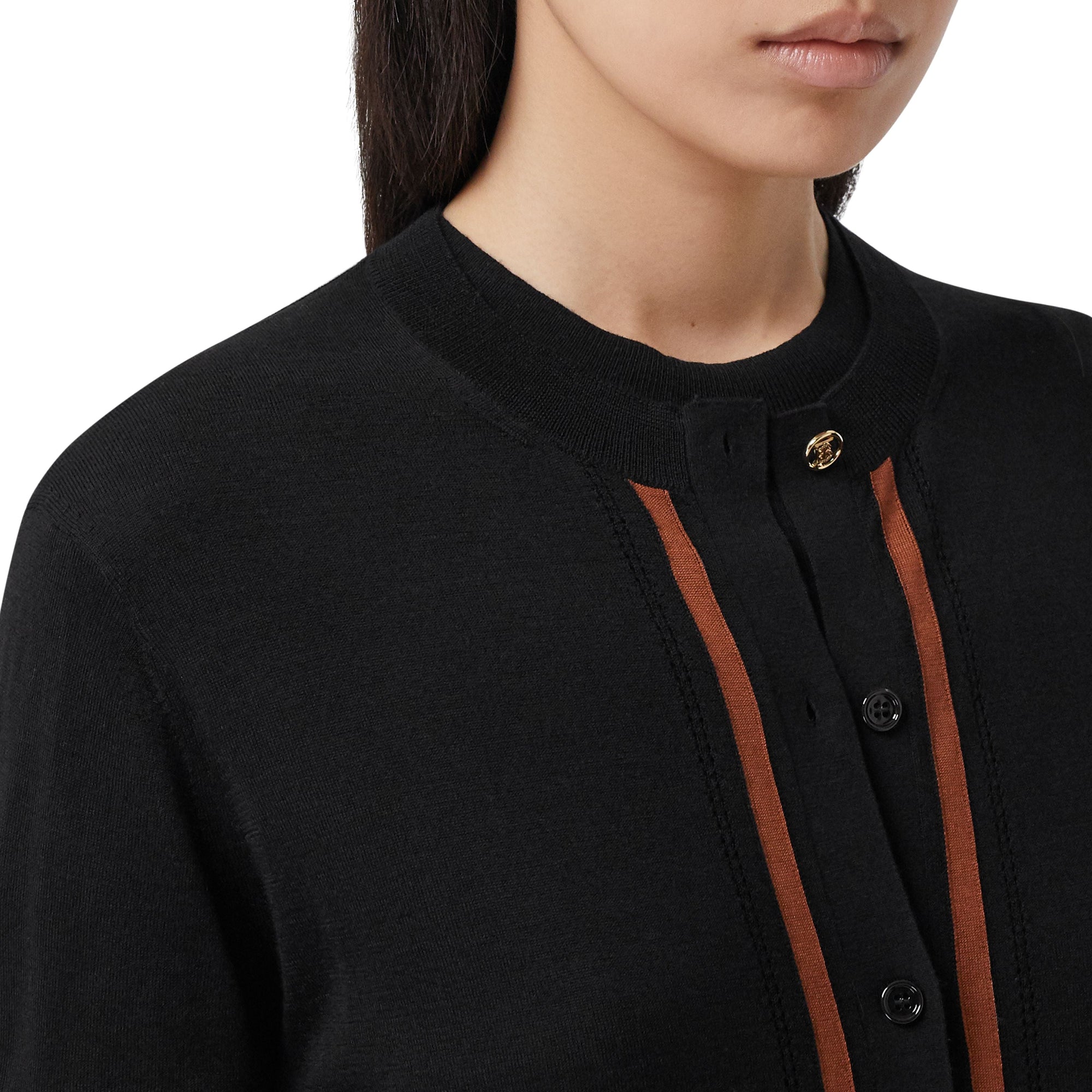 Cardigan en laine soie et cachemire Monogram - Black