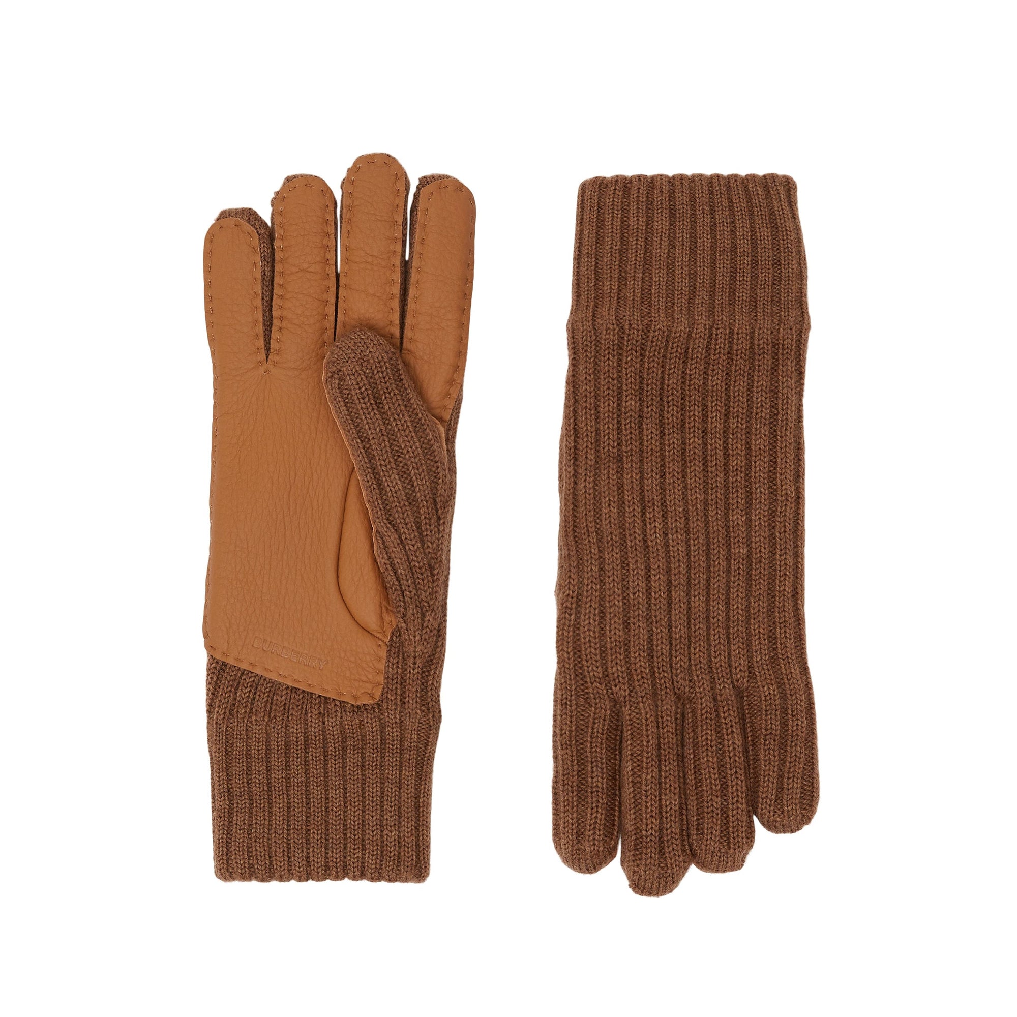 Gants en laine mérinos et cuir de cerf doublés - Camel
