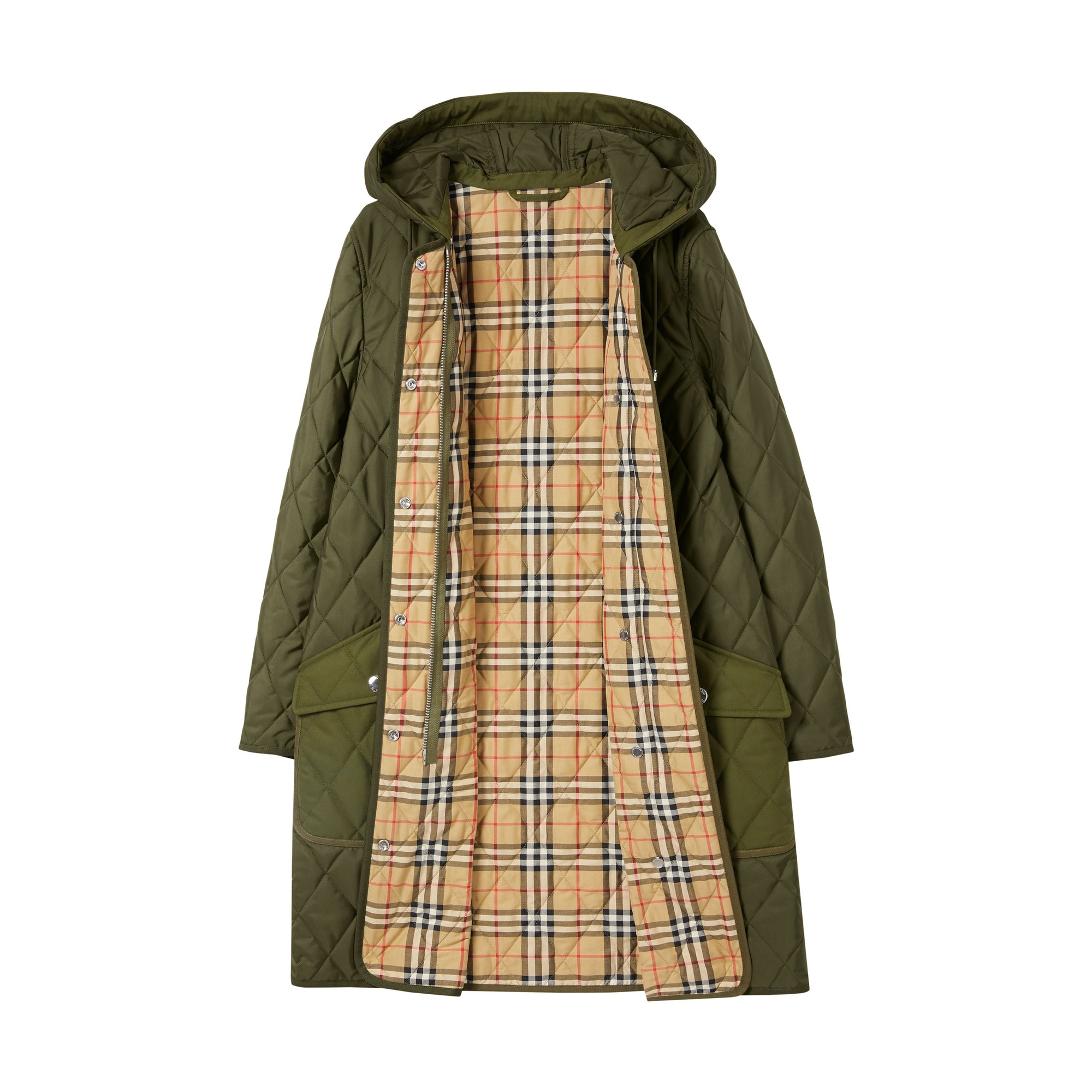 Manteau à capuche thermorégulé matelassé - Military Green
