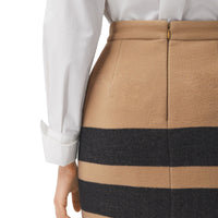 Jupe crayon en laine rayée - Camel Stripe