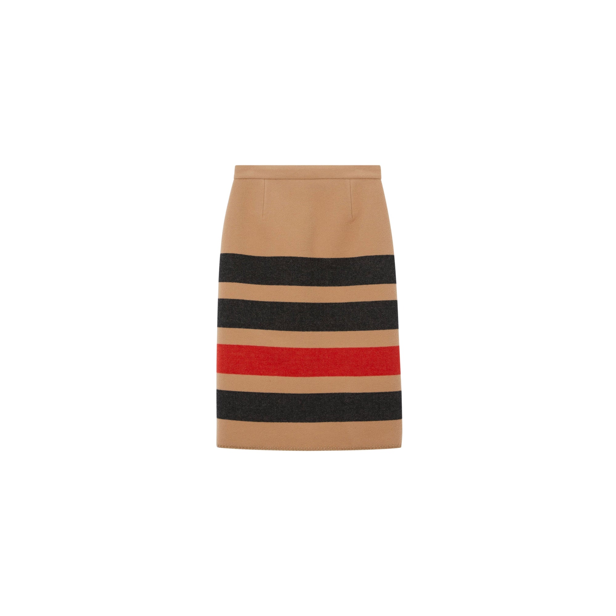 Jupe crayon en laine rayée - Camel Stripe