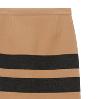 Jupe crayon en laine rayée - Camel Stripe