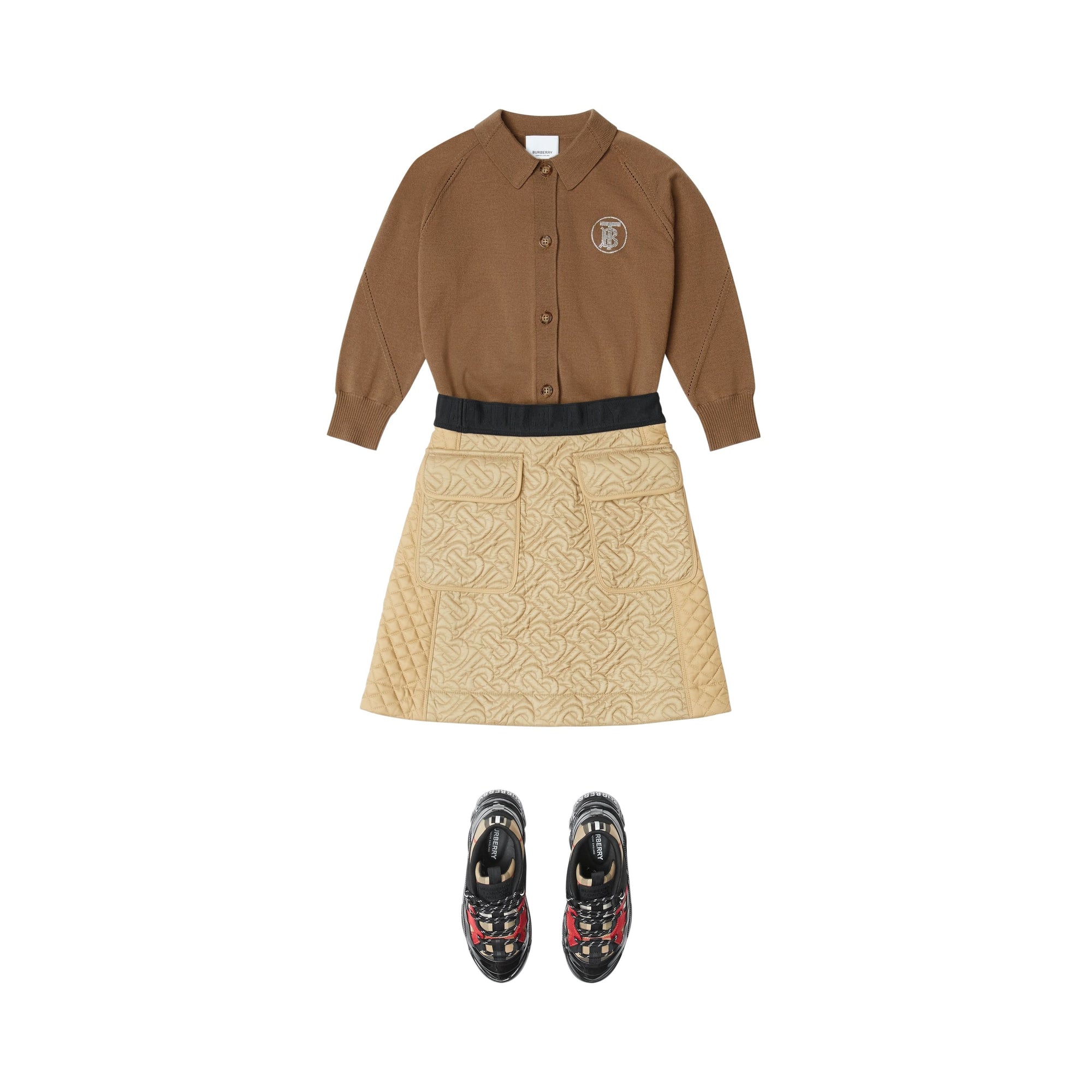 Cardigan en laine avec Monogram en cristaux - Oak Brown